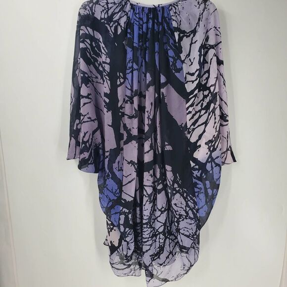 DIANE von FURSTENBERG Womens 2 New Fleurette printed purple & black flare Dress - Picture 2 of 5